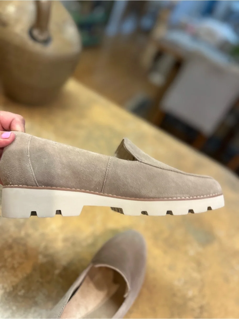 Vionic Kensley Taupe Suede Slip-On Loafers